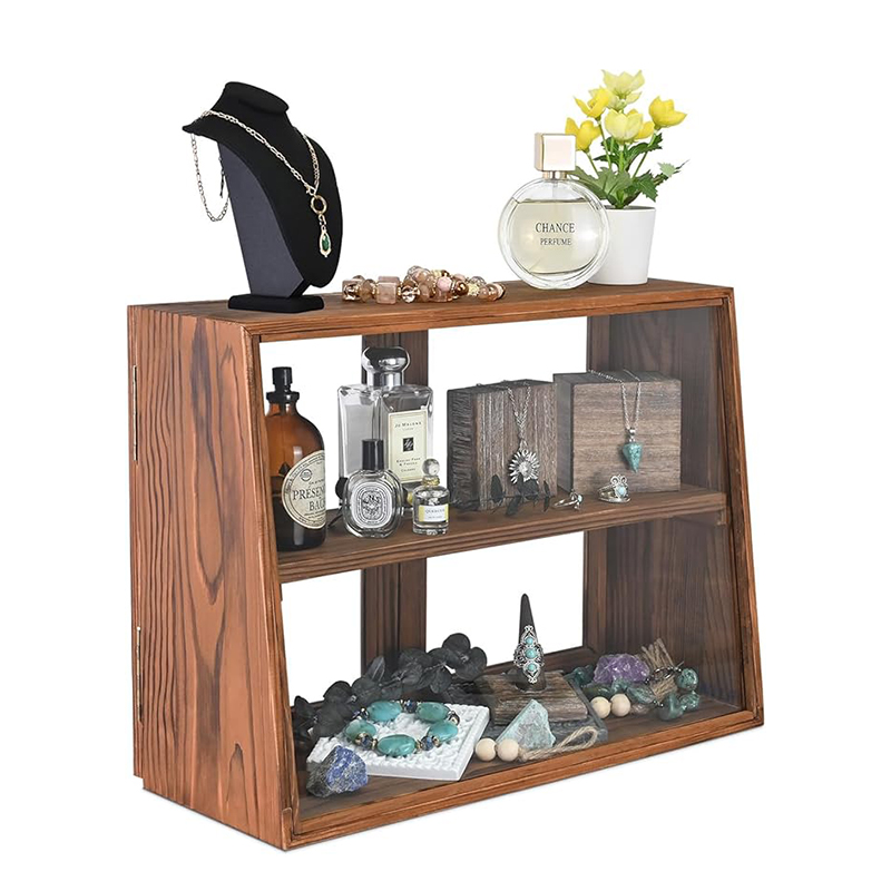 Tempered Glass Wooden Alahas Display Case