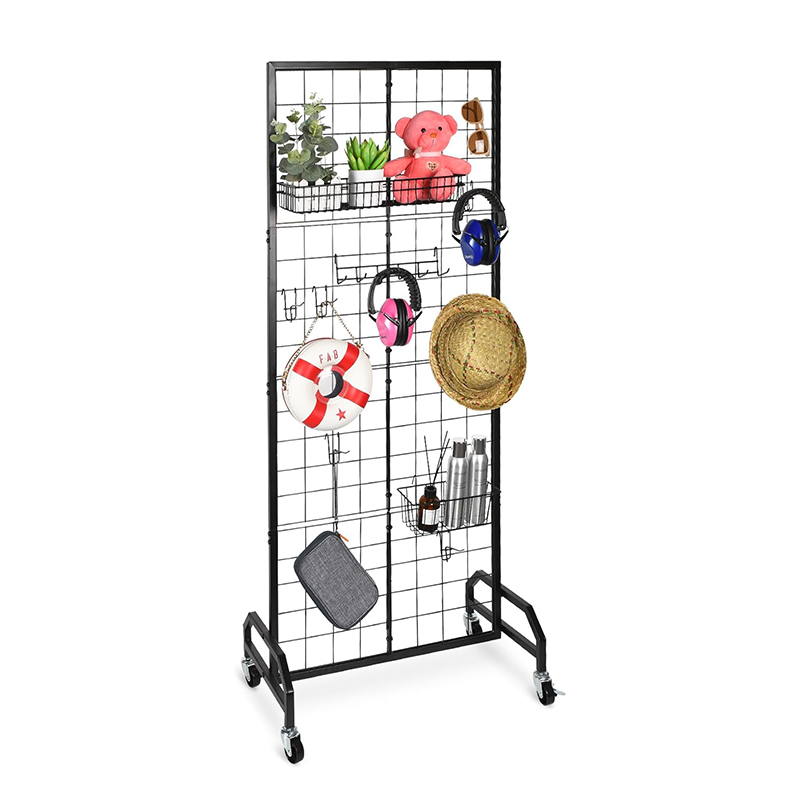 Heavy-Duty Double-Sided Black Gridwall Display Rack