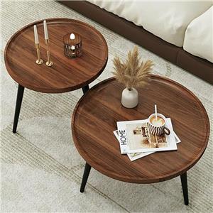 โต๊ะกาแฟทรงกลมแบบวางซ้อนกันได้สไตล์โมเดิร์น