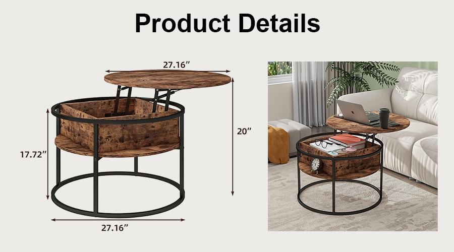 Round Coffee Table with Storage