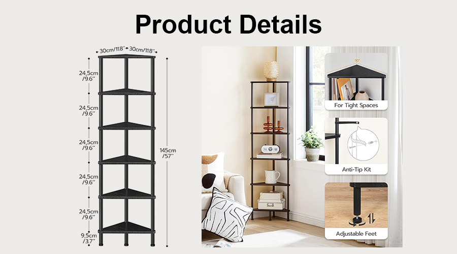 Metal frame corner display shelf