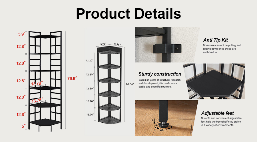 6-Tier storage corner display shelf