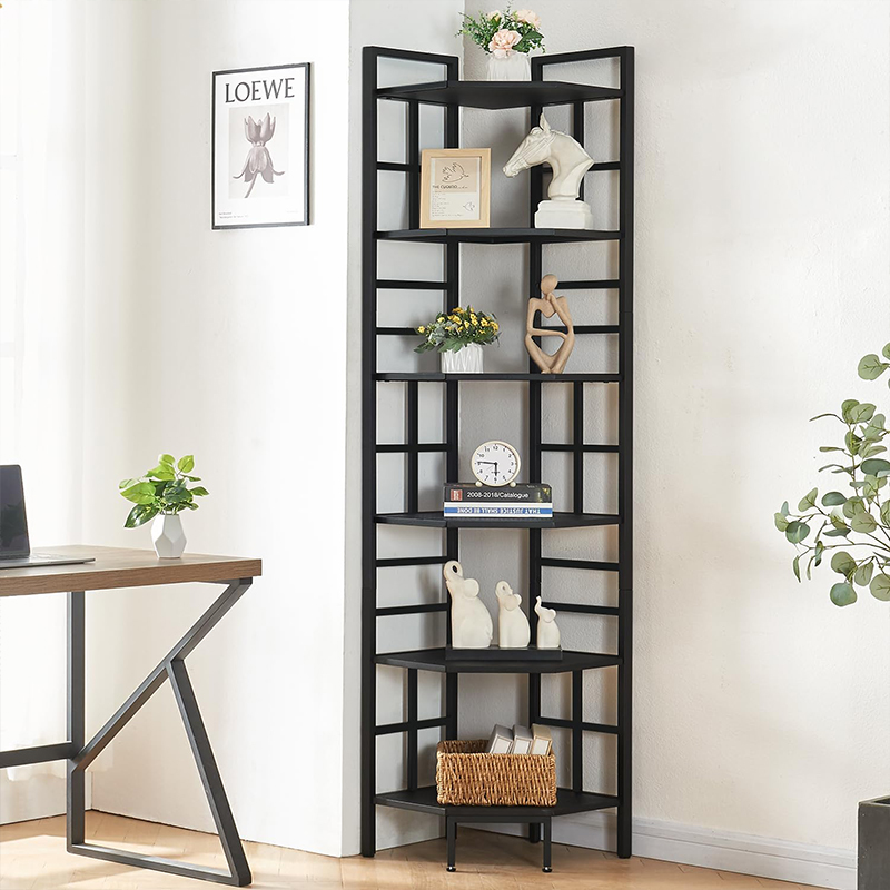 Industrial corner display shelf