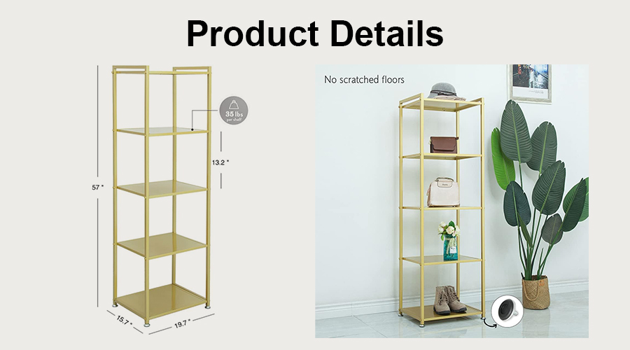 Elegant Gold 5-Tier Shelf Corner Metal Display Rack Manufacturers, Elegant Gold 5-Tier Shelf Corner Metal Display Rack Factory, Supply Elegant Gold 5-Tier Shelf Corner Metal Display Rack Retail Solution