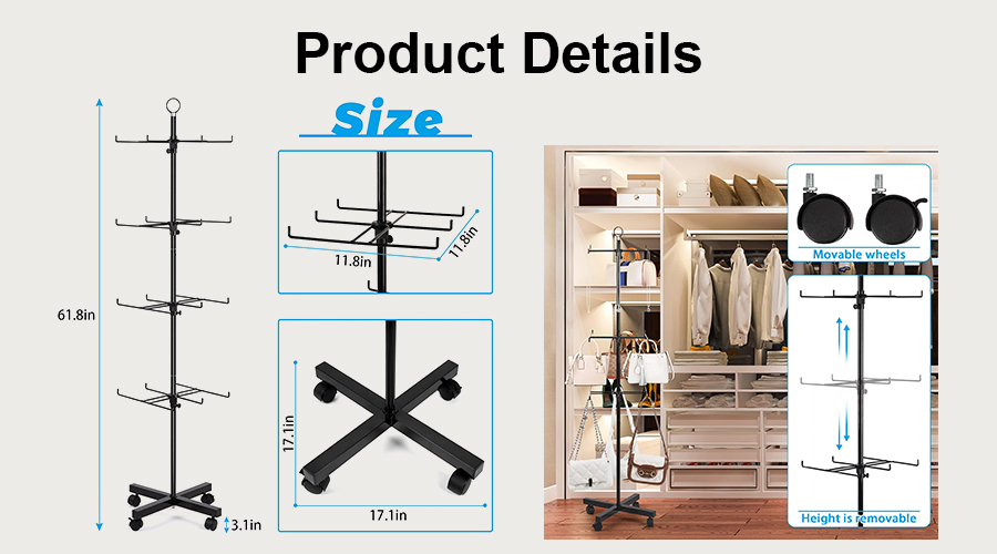 Movable 4-Tier Spinning Retail Display Rack Manufacturers, Movable 4-Tier Spinning Retail Display Rack Factory, Supply Movable 4-Tier Spinning Retail Display Rack Retail Solution