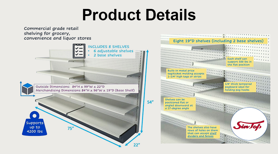 Heavy duty gondola shelving