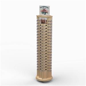 Stand Paparan Cermin Mata Hitam Kayu Berputar