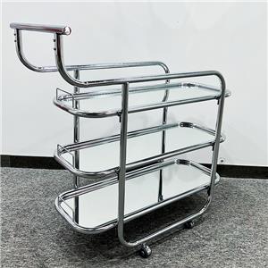 Stylowy i wytrzymały metalowy wózek na kółkach ze szkłem