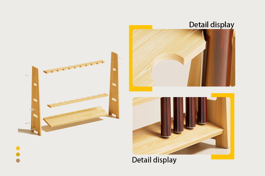Wooden Pool Cue Rack