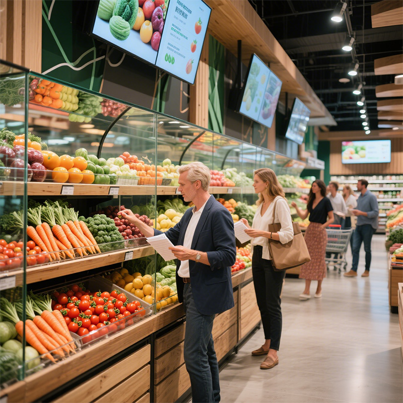 vegetable supermarket racks