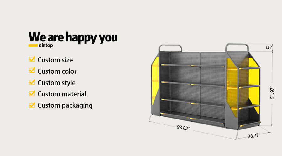 Retail food display rack with shelves