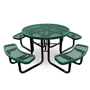 โต๊ะปิกนิกกลมโลหะพร้อมม้านั่งสำหรับงานหนัก