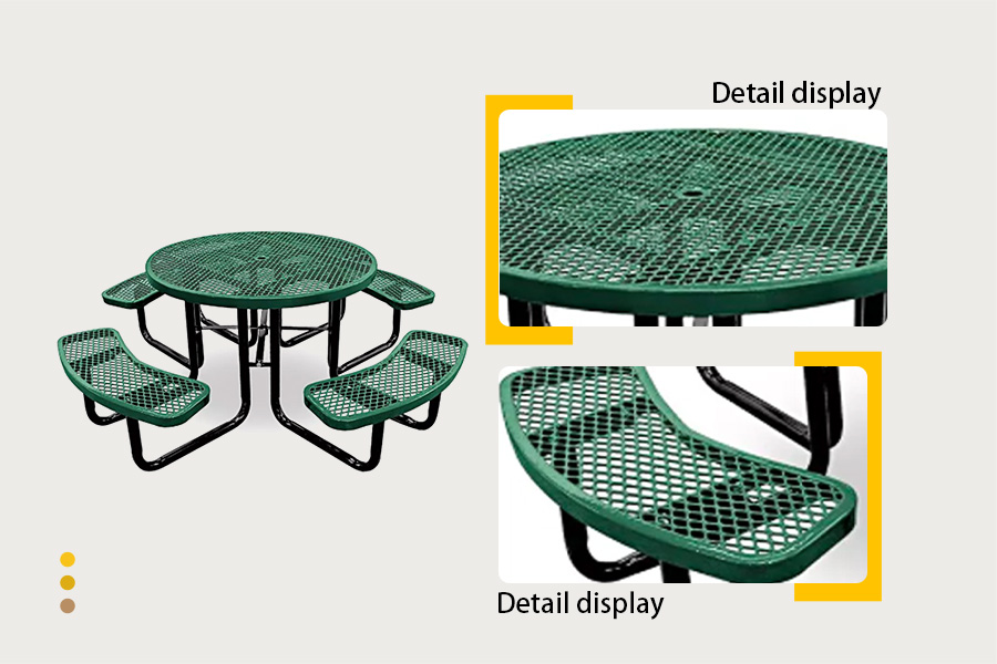 Commercial outdoor metal picnic table