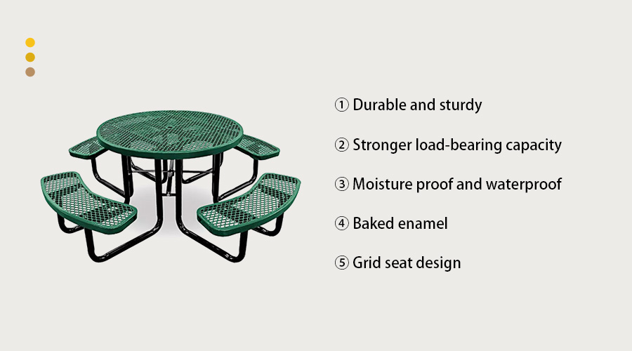 Weather-resistant metal picnic table