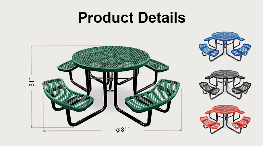 Commercial outdoor metal picnic table