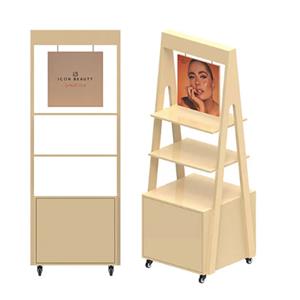 Stand Paparan Kosmetik Moden dengan Pengepala Storan & Penjenamaan