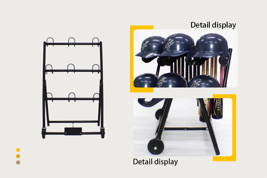 Baseball helmet rack