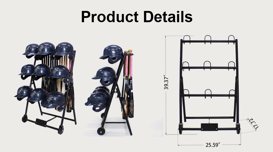 Baseball helmet rack