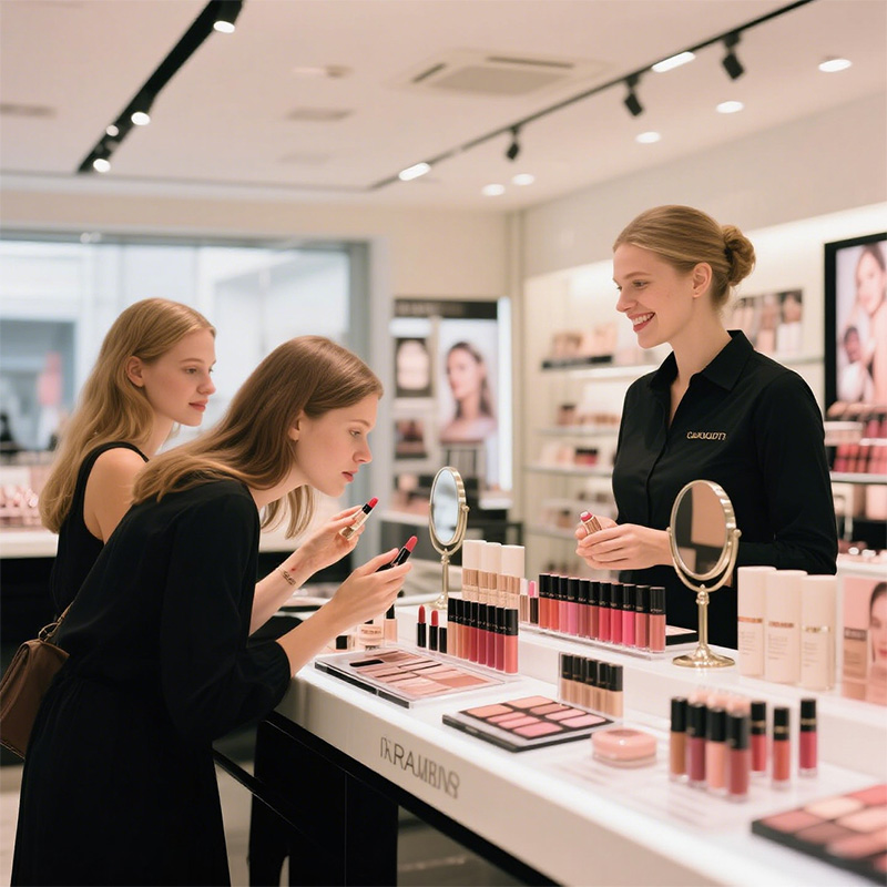 cosmetics counter displays