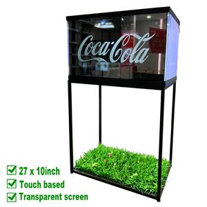 27 x 10 inch Transparent Touch Screen with Metal Floor Stand
