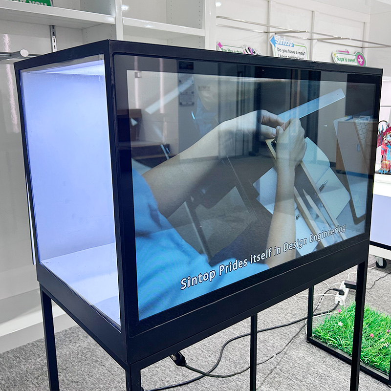 27 x 10 inch Transparent Touch Screen with Metal Floor Stand Manufacturers, 27 x 10 inch Transparent Touch Screen with Metal Floor Stand Factory, Supply 27 x 10 inch Transparent Touch Screen with Metal Floor Stand Retail Solution