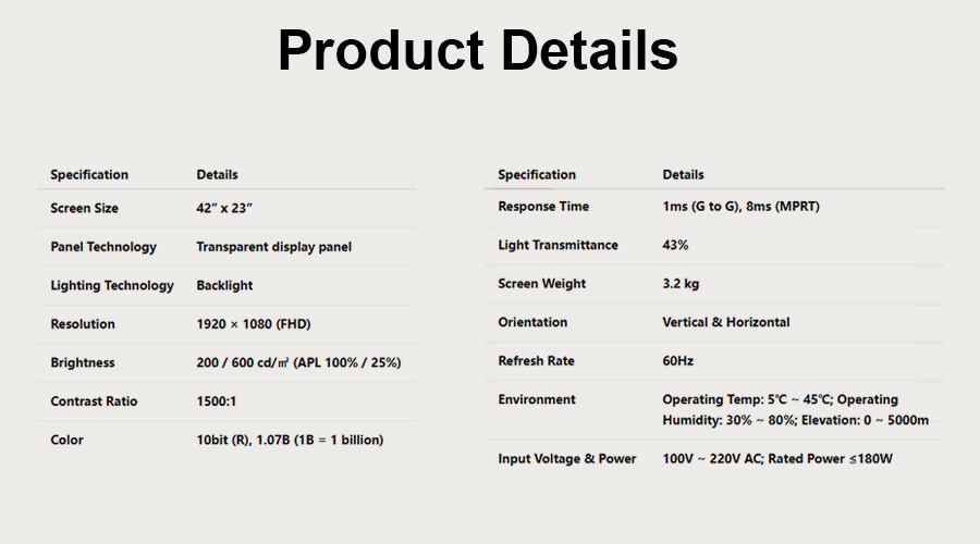 42 inch transparent display