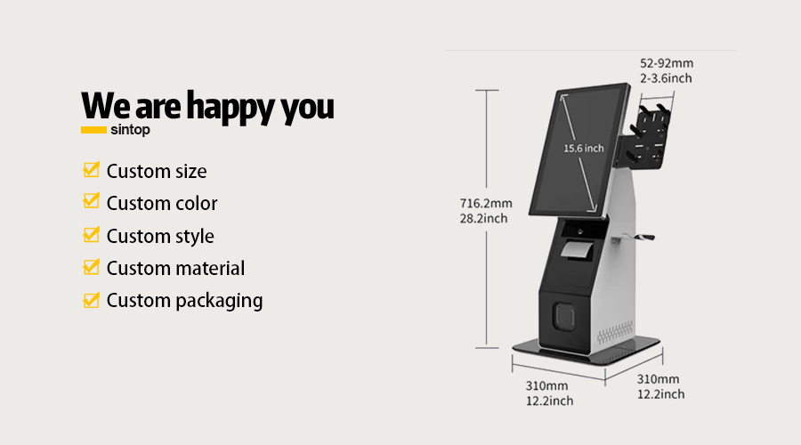 Touch screen ordering kiosk