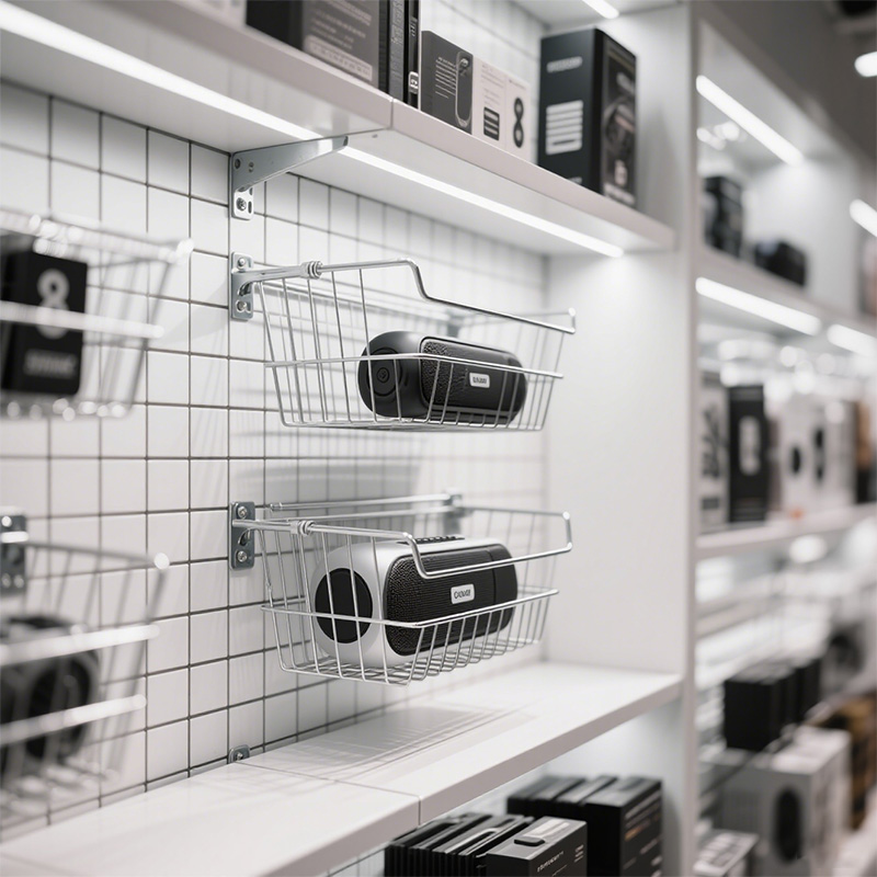 Wall-mounted wire baskets