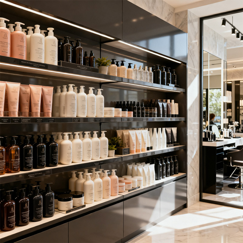 salon retail shelves