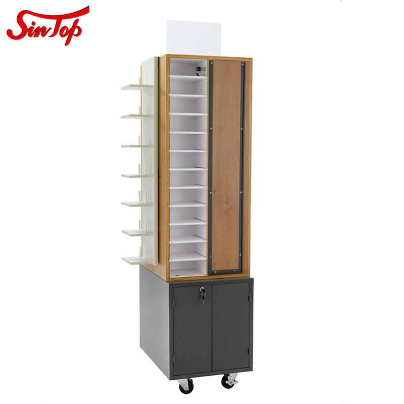 ขาตั้งโชว์แว่นกันแดดพร้อมไฟ นำ และฐานโลหะสำหรับจัดเก็บ