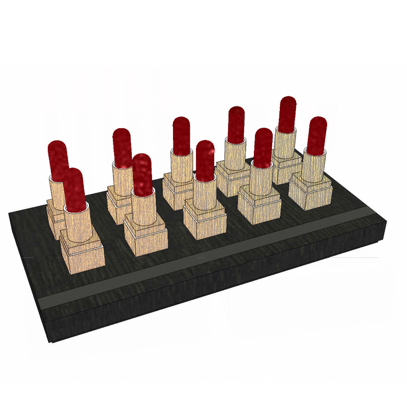 Elegant Walnut Lipstick Display Rack