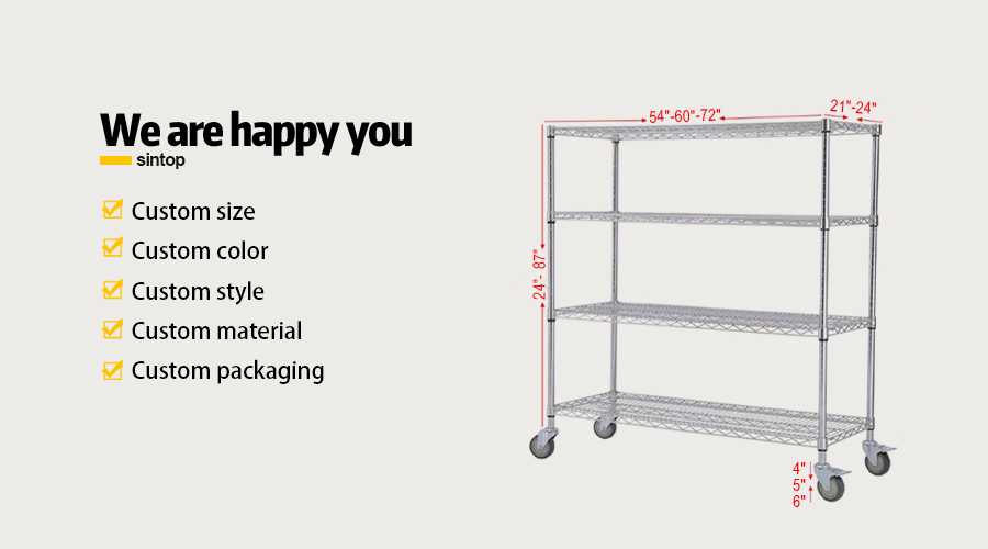 Wire shelving with wheels