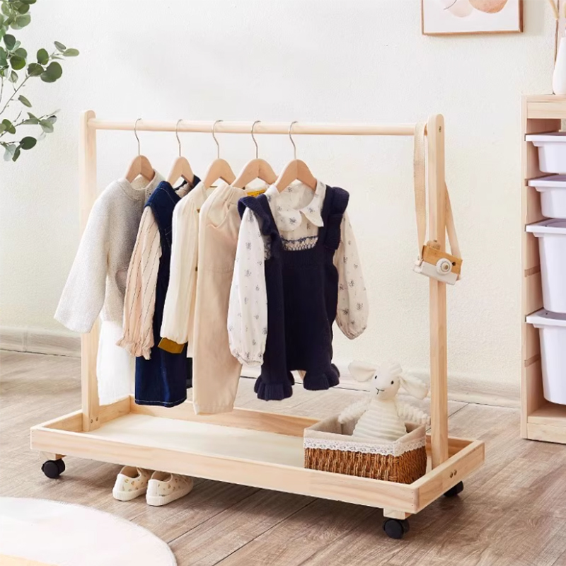 Wood floor mounted display rack