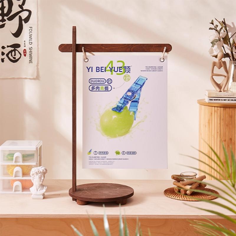 Wooden tabletop sign holder