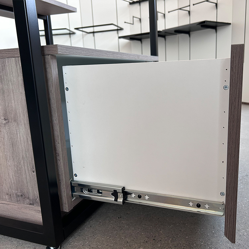 Rustic Wood & Black Metal Clothing Display Stand Manufacturers, Rustic Wood & Black Metal Clothing Display Stand Factory, Supply Rustic Wood & Black Metal Clothing Display Stand Retail Solution