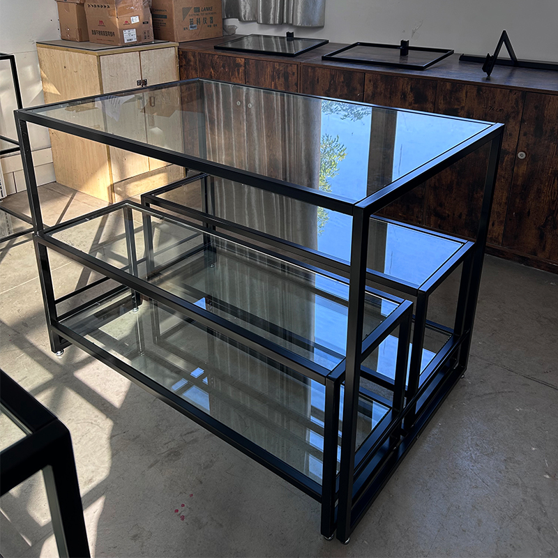 Tiered Glass Retail Display Table Set