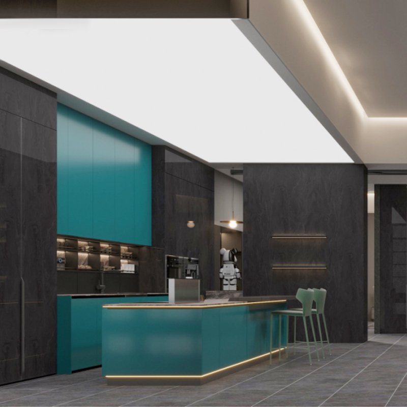 Comprar Armários de cozinha modernos em tom azul-petróleo com ilha e iluminação LED.,Armários de cozinha modernos em tom azul-petróleo com ilha e iluminação LED. Preço,Armários de cozinha modernos em tom azul-petróleo com ilha e iluminação LED.   Marcas,Armários de cozinha modernos em tom azul-petróleo com ilha e iluminação LED. Fabricante,Armários de cozinha modernos em tom azul-petróleo com ilha e iluminação LED. Mercado,Armários de cozinha modernos em tom azul-petróleo com ilha e iluminação LED. Companhia,