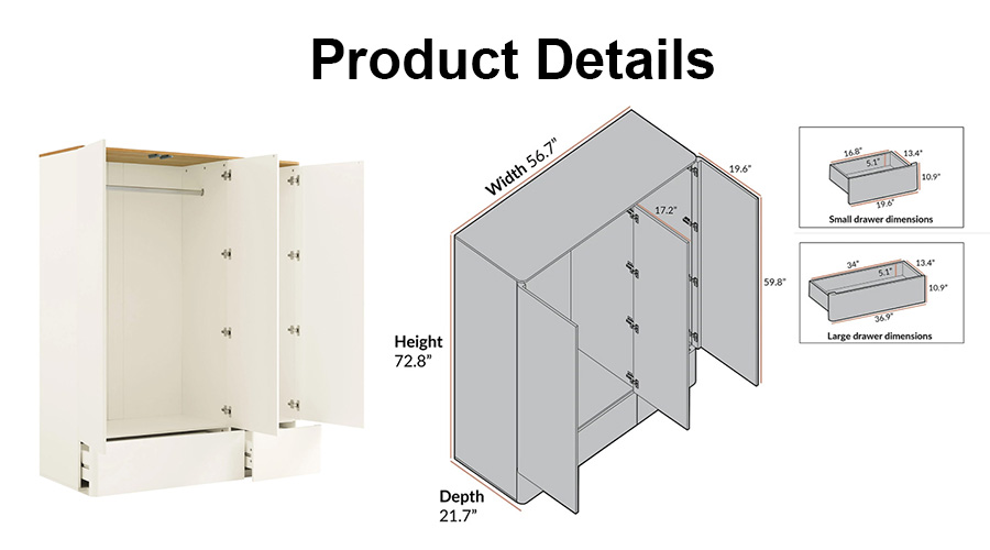 modern double door wardrobe cabinet