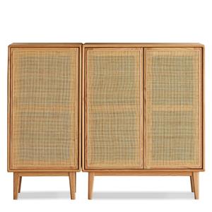 Modern Rattan Door Storage Cabinet with Wooden Frame