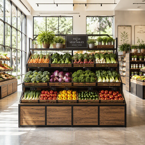 grocery store vegetable display stands