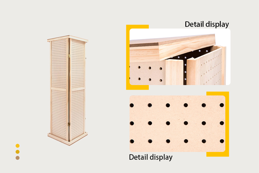 wooden pegboard display rack