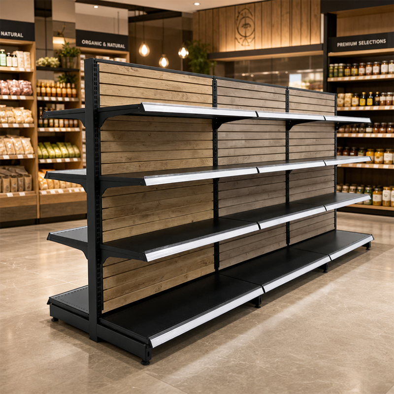wood retail shelving