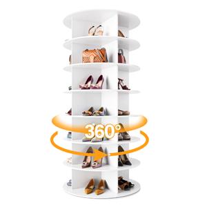 Menara Display Sepatu Berputar 360 Derajat dengan 28 Kompartemen Terbuka