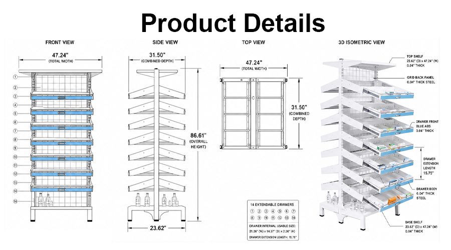 double sided pharmacy shelving