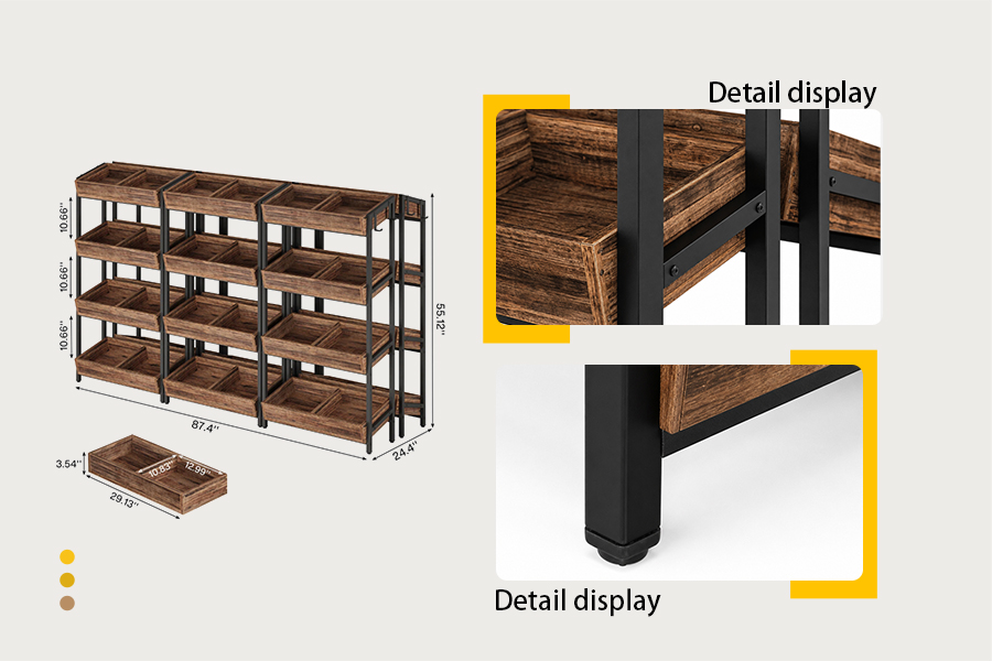 wooden grocery display stand
