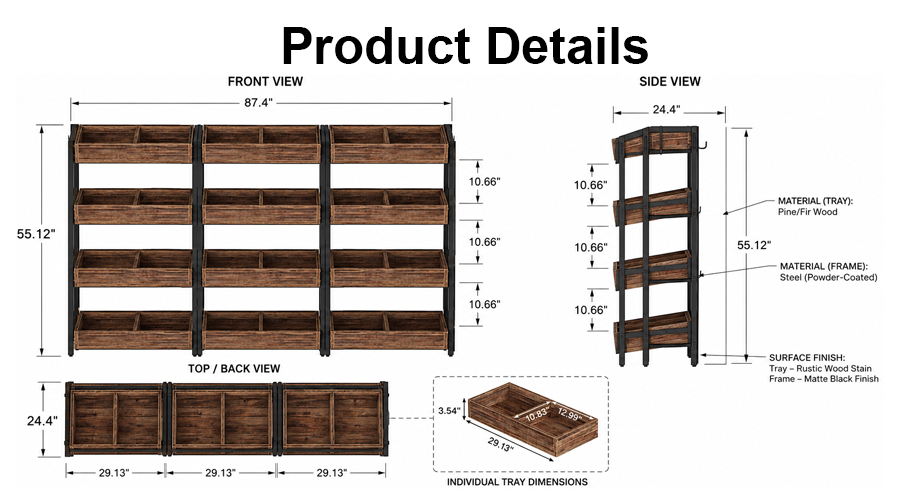 wooden grocery display stand