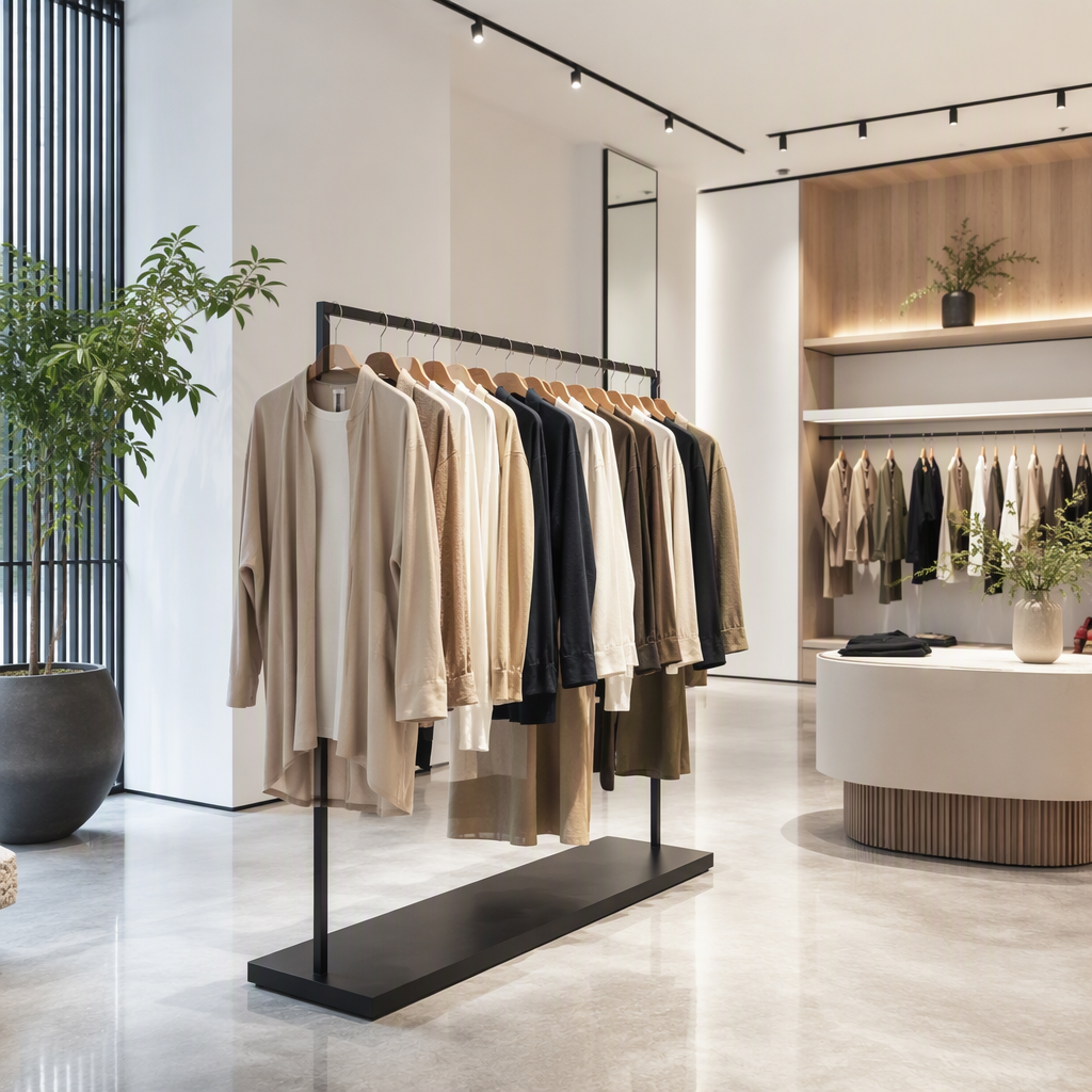 wood clothing display rack
