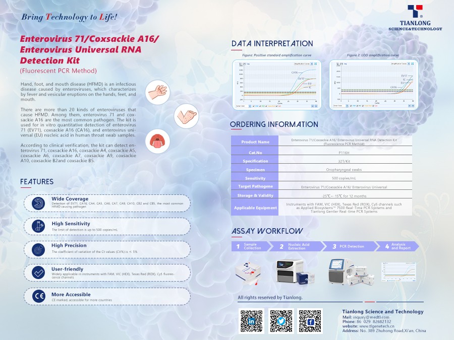 Tianlong Enterovirus 71/Coxsackie A16/ Enterovirus Universal RNA Detection Kit