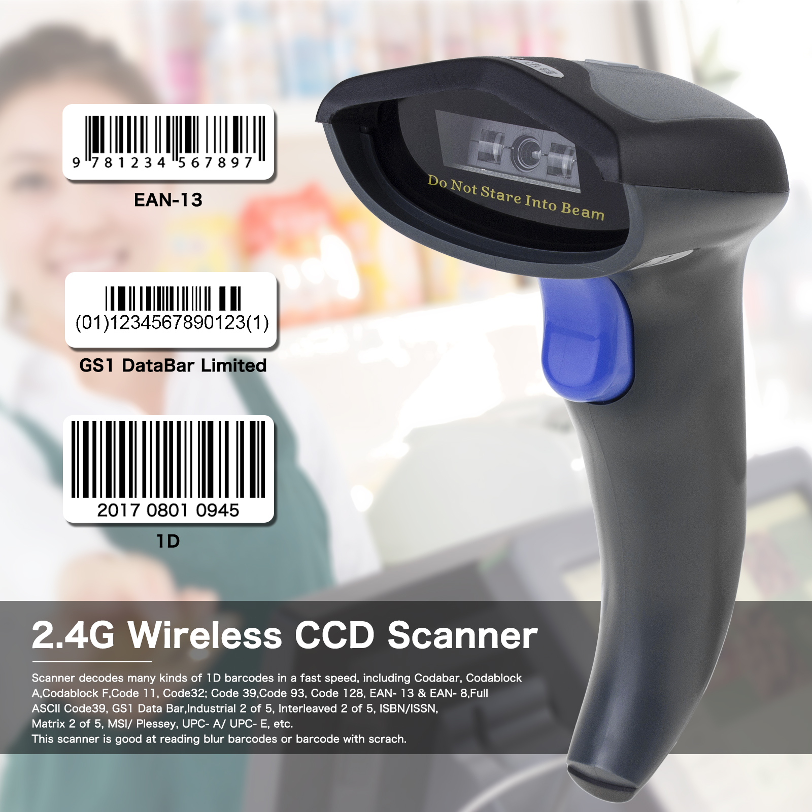 NETUM NT-W6-X 1D Bluetooth Barcode Scanner Support Android