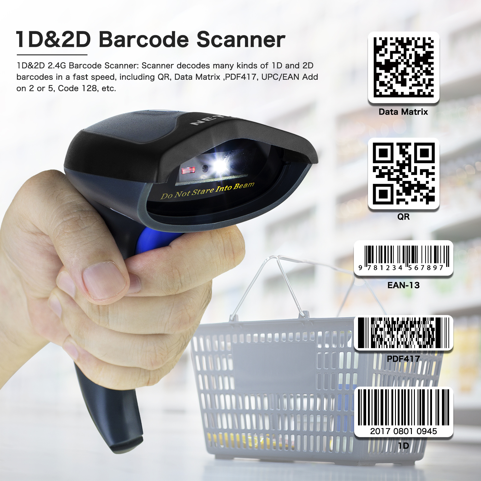 NT-W8-X 2D Bluetooth Barcode Scanner Support IOS